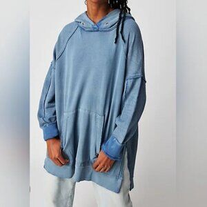 Free People NWT Oversized Hoodie Washed Blue size L